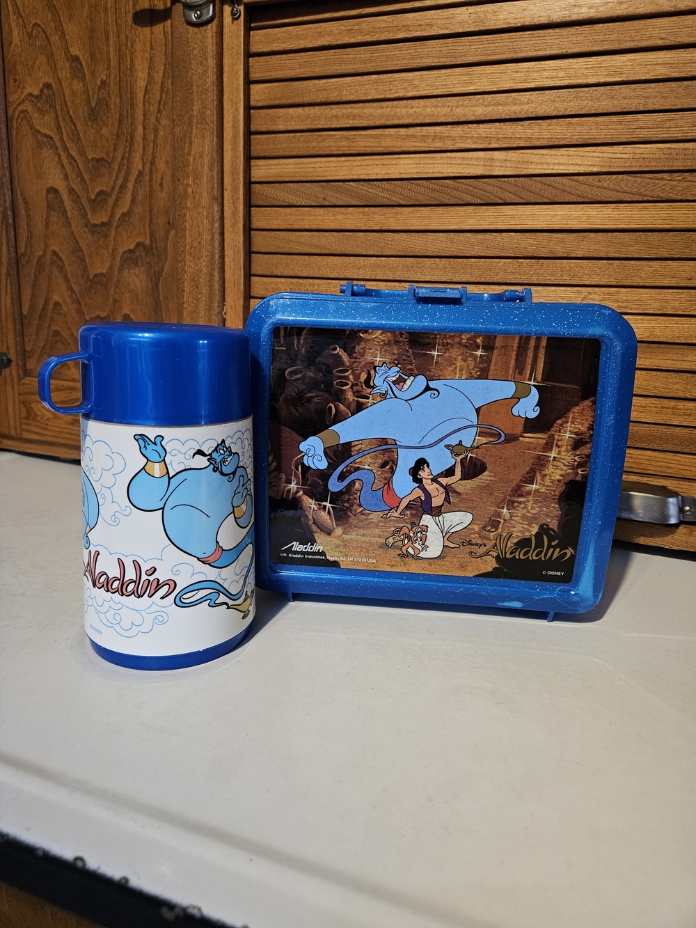 Vintage 1993 Disney Aladdin And Genie Lunchbox & Thermos Set